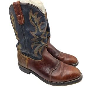 Double-H 3584 Roper Boots Mens 11 EE Brown Leather Western Slip Resistant
